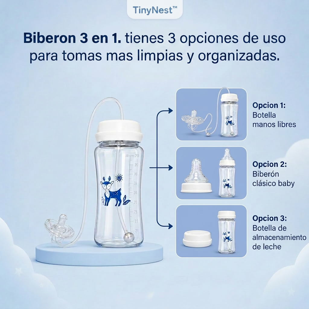 TinyNest™ Biberón manos libres 3 en 1